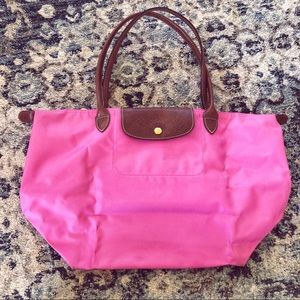 Longchamp Pink Nylon Large Le Pliage Tote